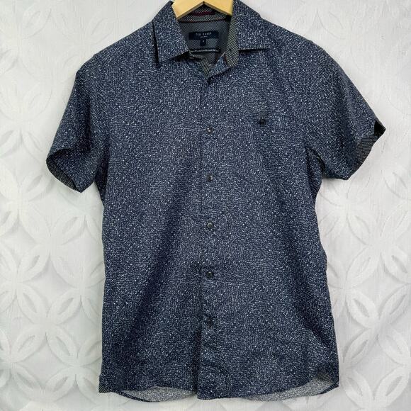 Ted Baker London Thame Extra Trim Fit Print Short Sleeve Sport Shirt Size S - Picture 2 of 9